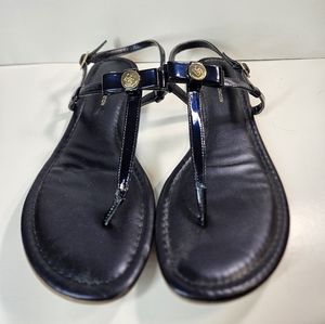 Metallic Navy BCBG Sandals with Bow Detail